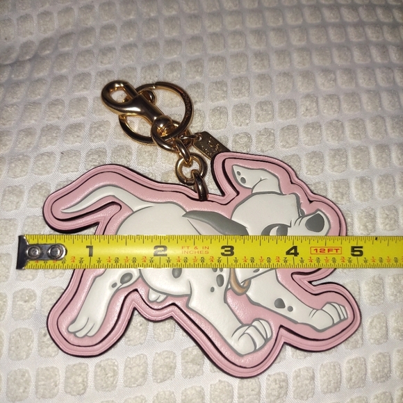 Coach LARGE Leather 101 Disney X "Patch" Keyring Purse Charm in Pink & White - Picture 12 of 14